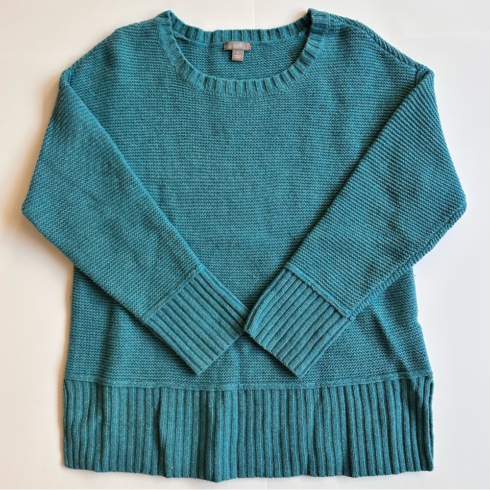 J. Jill Deep Blue Wool Blend Crewneck Sweater | Size Small